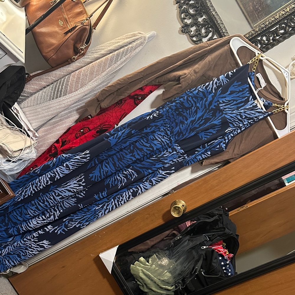 Michael Kors Navy Maxi Skirt with Blue Coral Print - Picture 2 of 7
